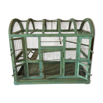 Cage à oiseaux en bois ancienne