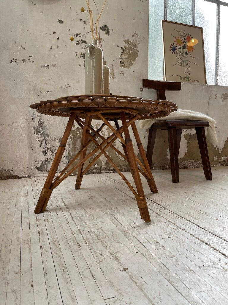 Rattan “sun” coffee table