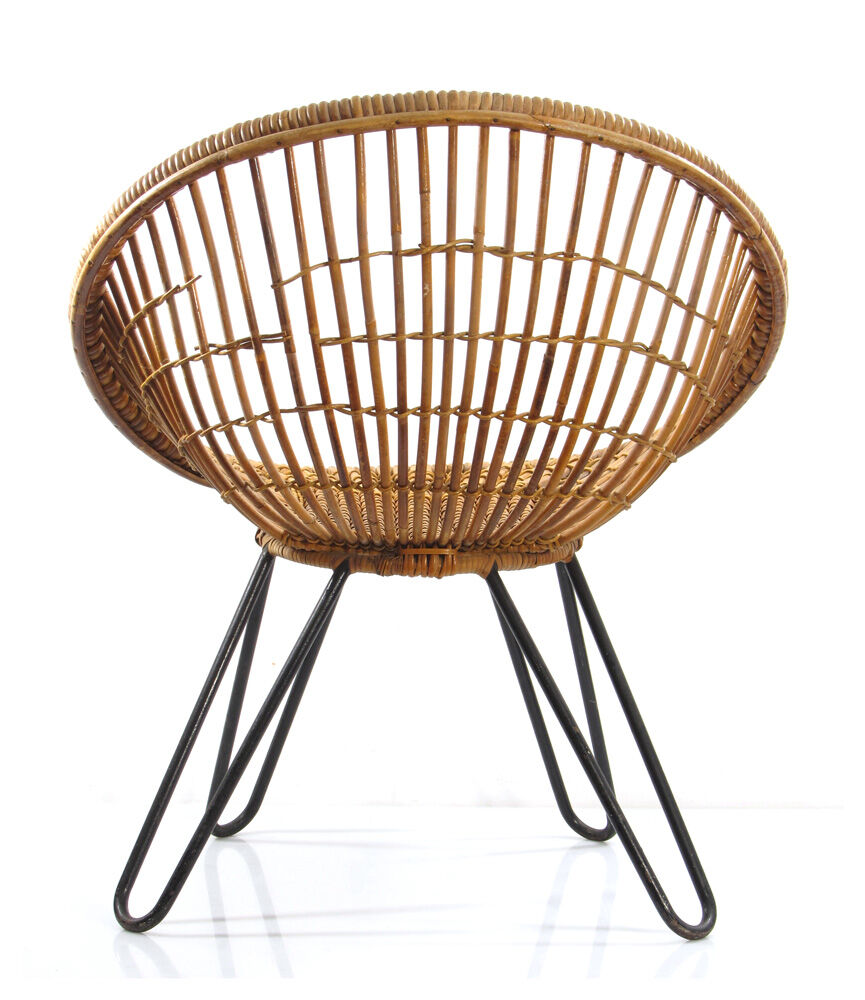 Noordwolde, Dirk van Sliedrecht vintage fifties design rattan chair