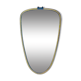 Ancien miroir rétroviseur - cadre en plastique noir et doré - 34 x 55 cm