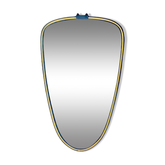 Ancien miroir rétroviseur - cadre en plastique noir et doré - 34 x 55 cm