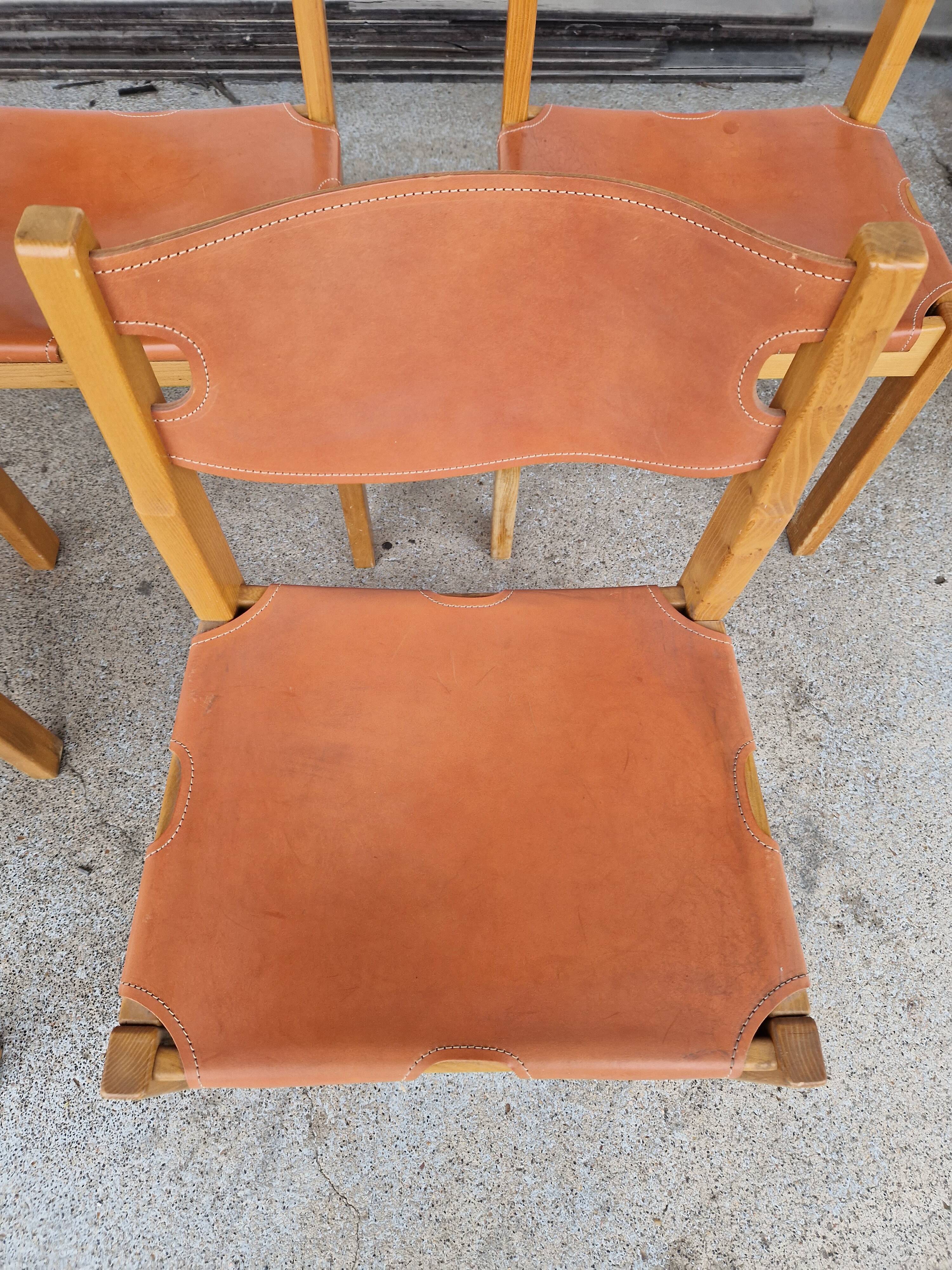 Vintage elm chair by Maison Regain, France 1980