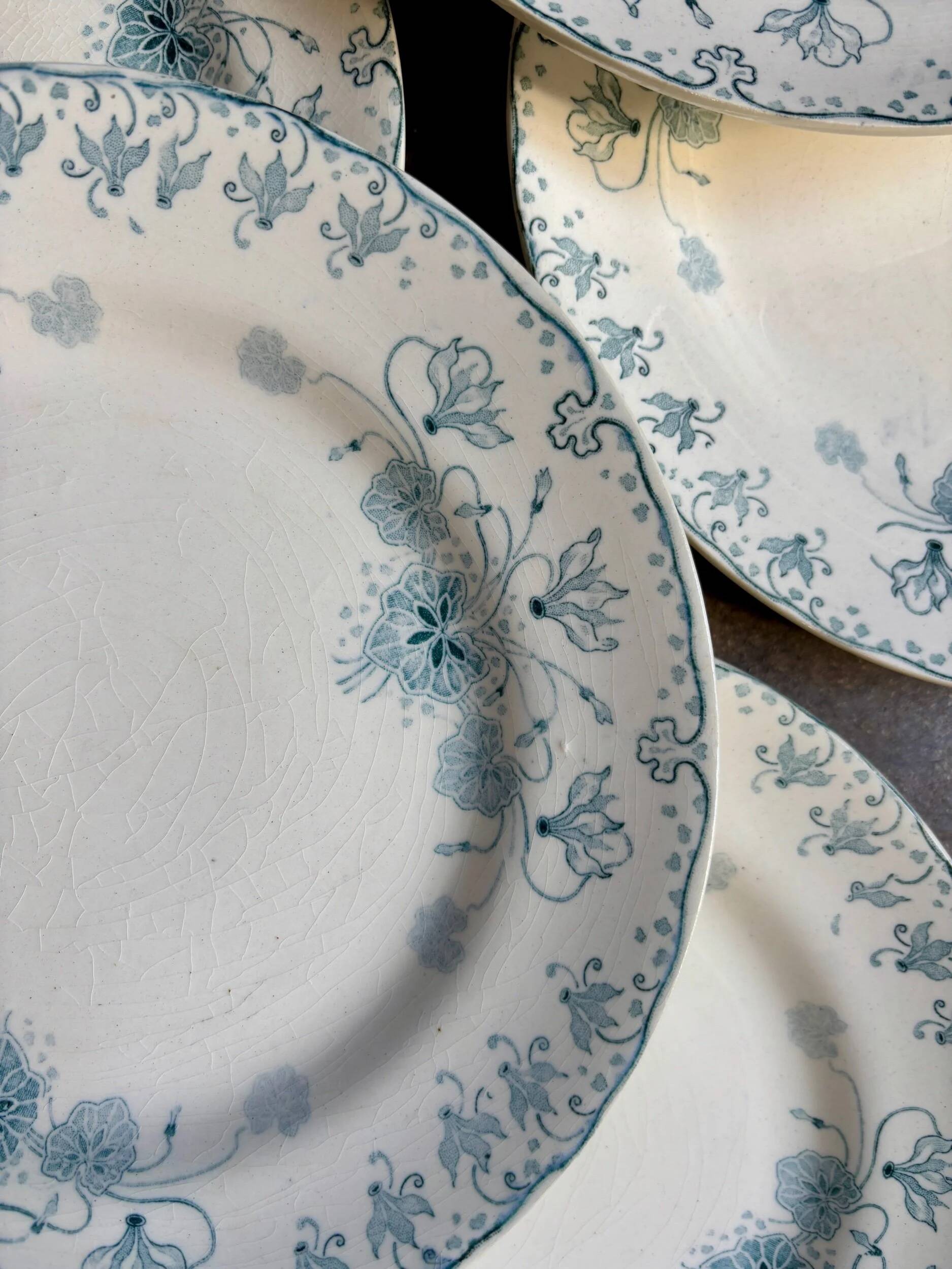 6 dessert plates H. Boulenger in Choisy-le-Roi in ironstone, "Cyclamen" service.