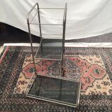 Dessert on wheels with removable tray in chrome metal and smoked glass