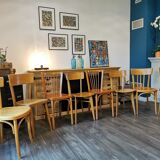 Series of 10 mismatched bistro chairs