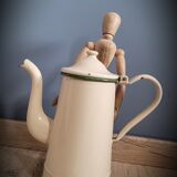 Beige enamel coffee maker