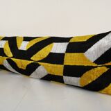 Yellow ikat velvet bedding pillow