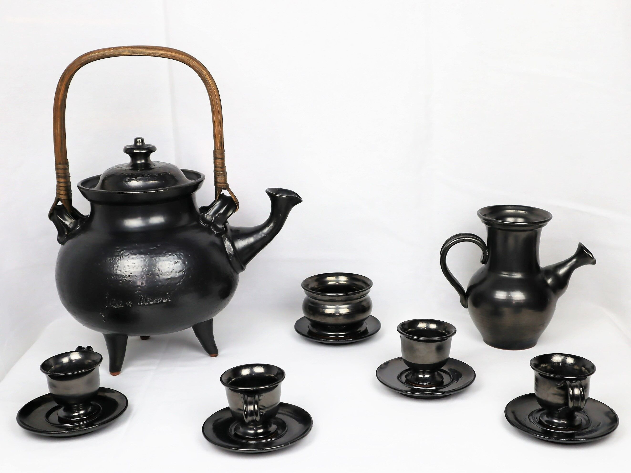 Jean Marais Tea Service, black ceramic 1980