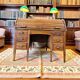 Vintage American wooden desk / desk with roll-up door