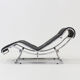Vintage Italian chaise lounge chair chrome and leather by Guido Faleschini 1970s