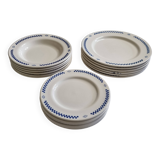 Service of 18 vintage dessert, hollow and flat plates with checkerboard pattern, 1950s