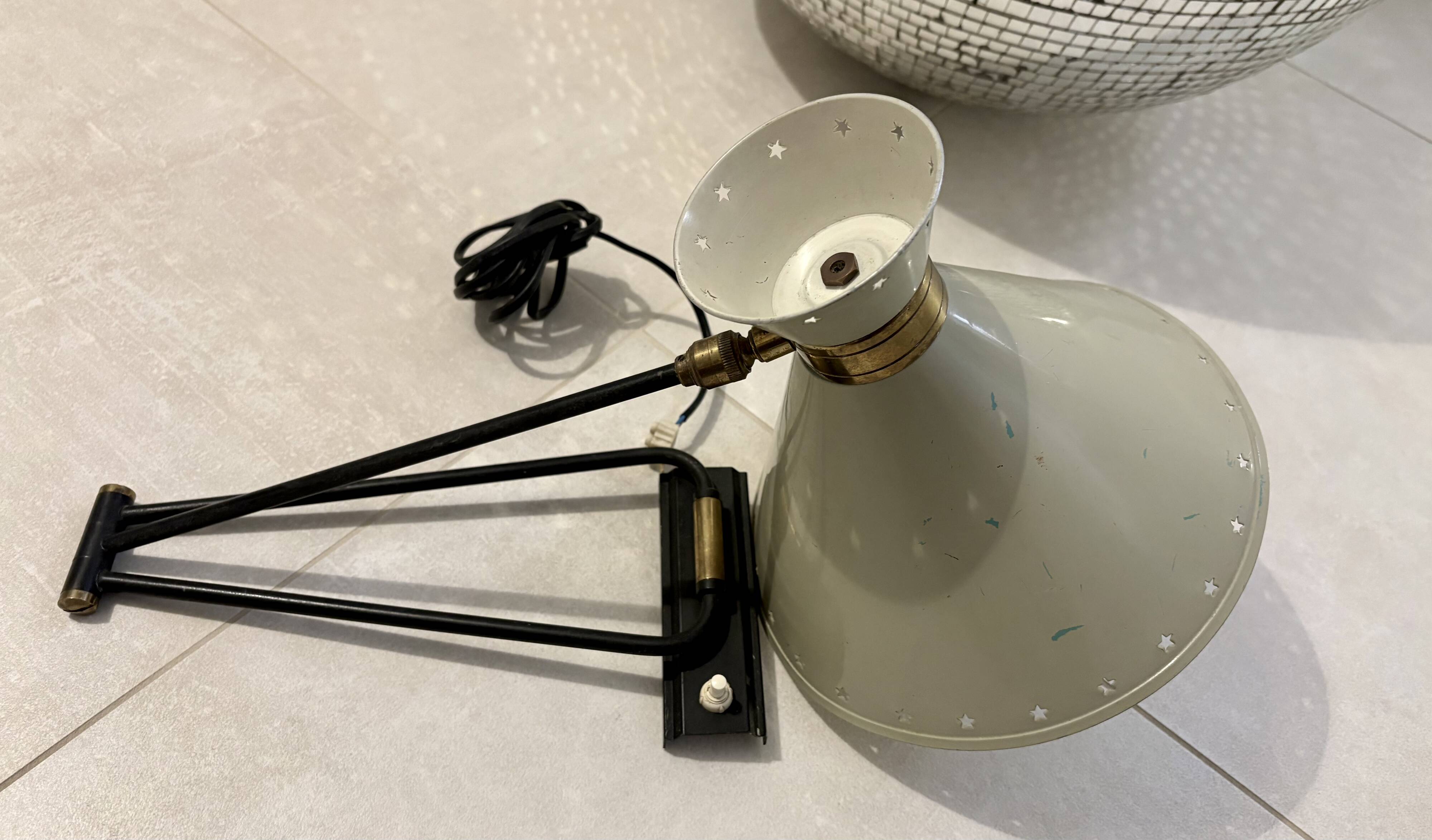 Rare lamp/wall light diabolo arm DLG Guariche Robert Mathieu Lunel
