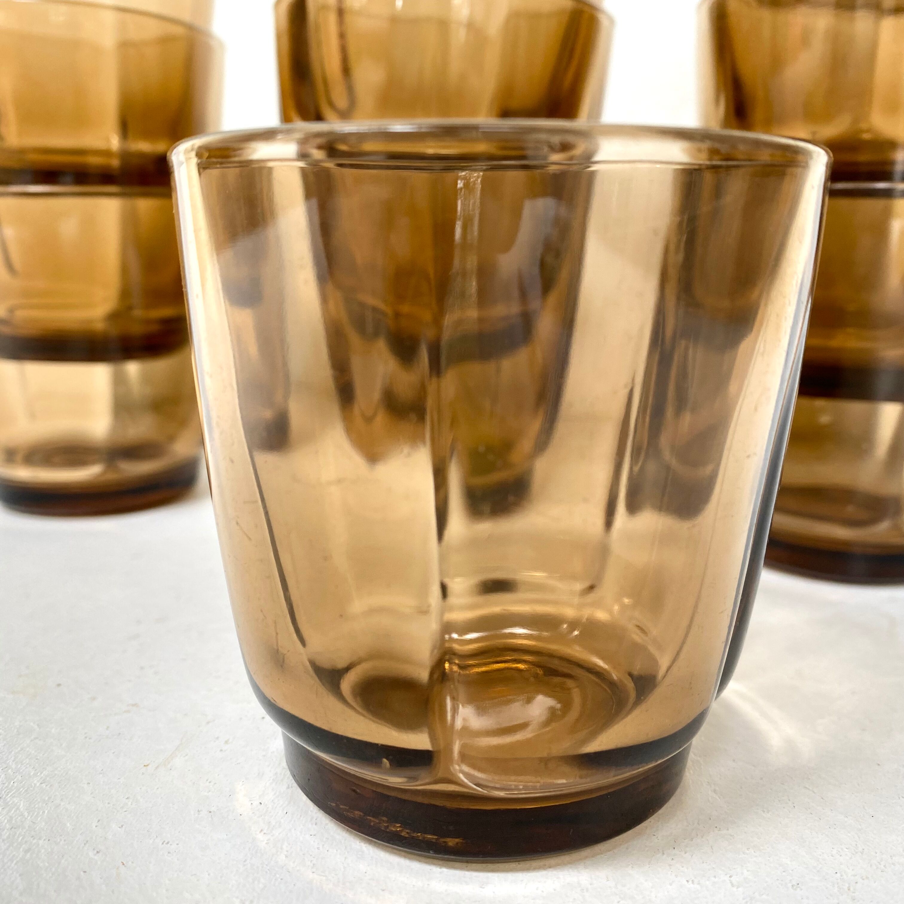Vintage Duralex smoked water glasses