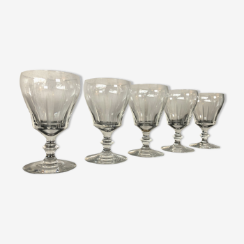 Set de 5 verres à vin anciens en cristal de Sèvres