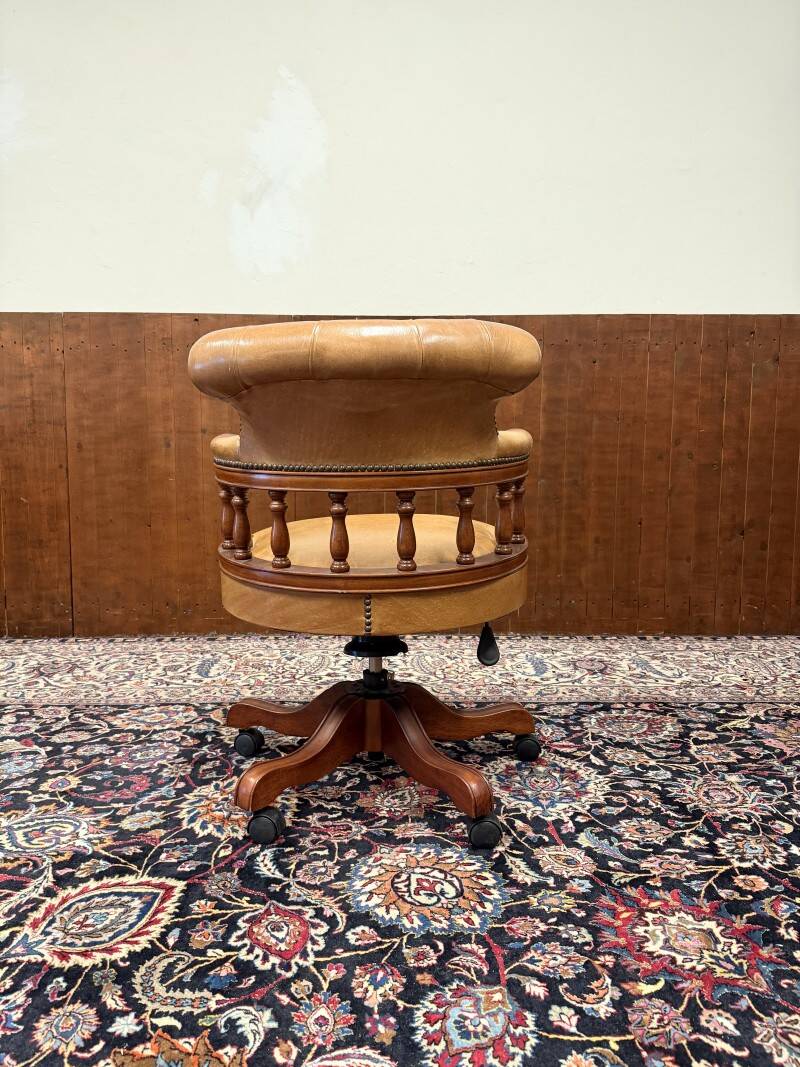 English Chesterfield Desk Chair Cognac