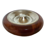 Metal elm burl wood ashtray