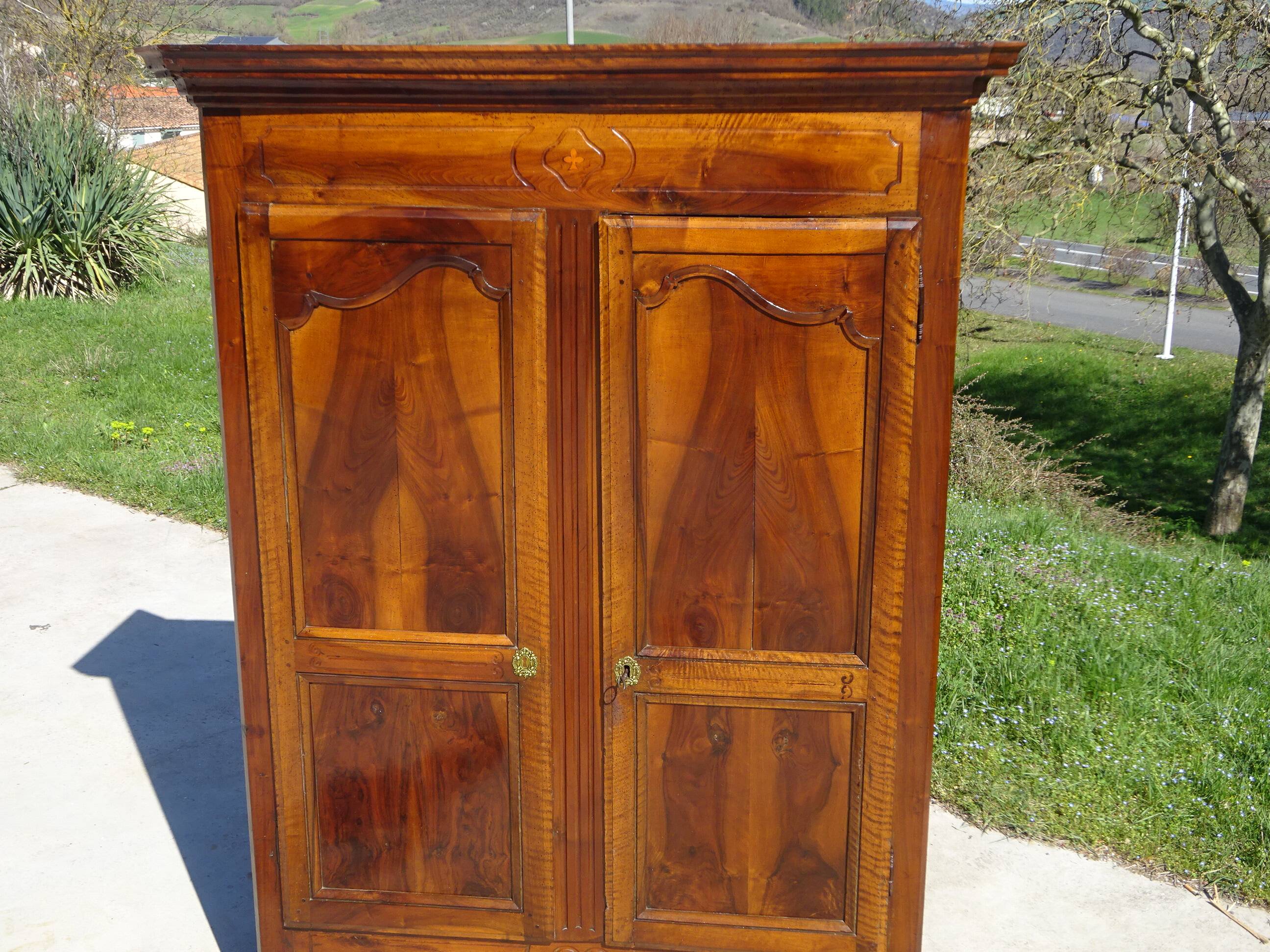 Antique solid walnut cabinet, Louis XV style