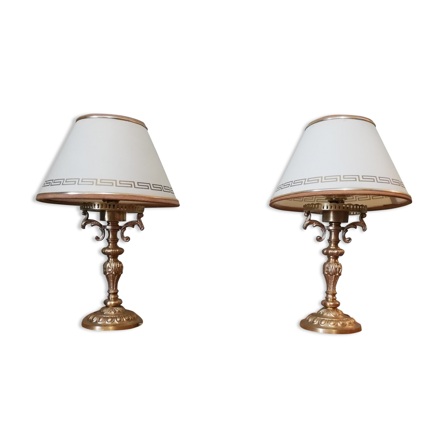 Pair of gilded bronze bedside lamps