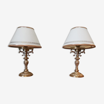 Pair of gilded bronze bedside lamps