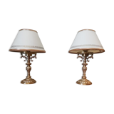 Paire de lampes de chevet en bronze doré