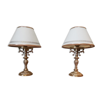 Paire de lampes de chevet en bronze doré