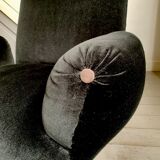 Fauteuil en velours noir Napoléon III