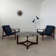 Antique rosewood coffee table with glass top designed by Ingmar Relling for Westnofa, vintage 70s
