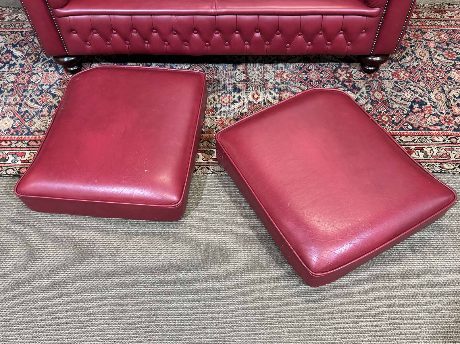 Chesterfield 2-seater leather sofa, modern production from the 2000s.