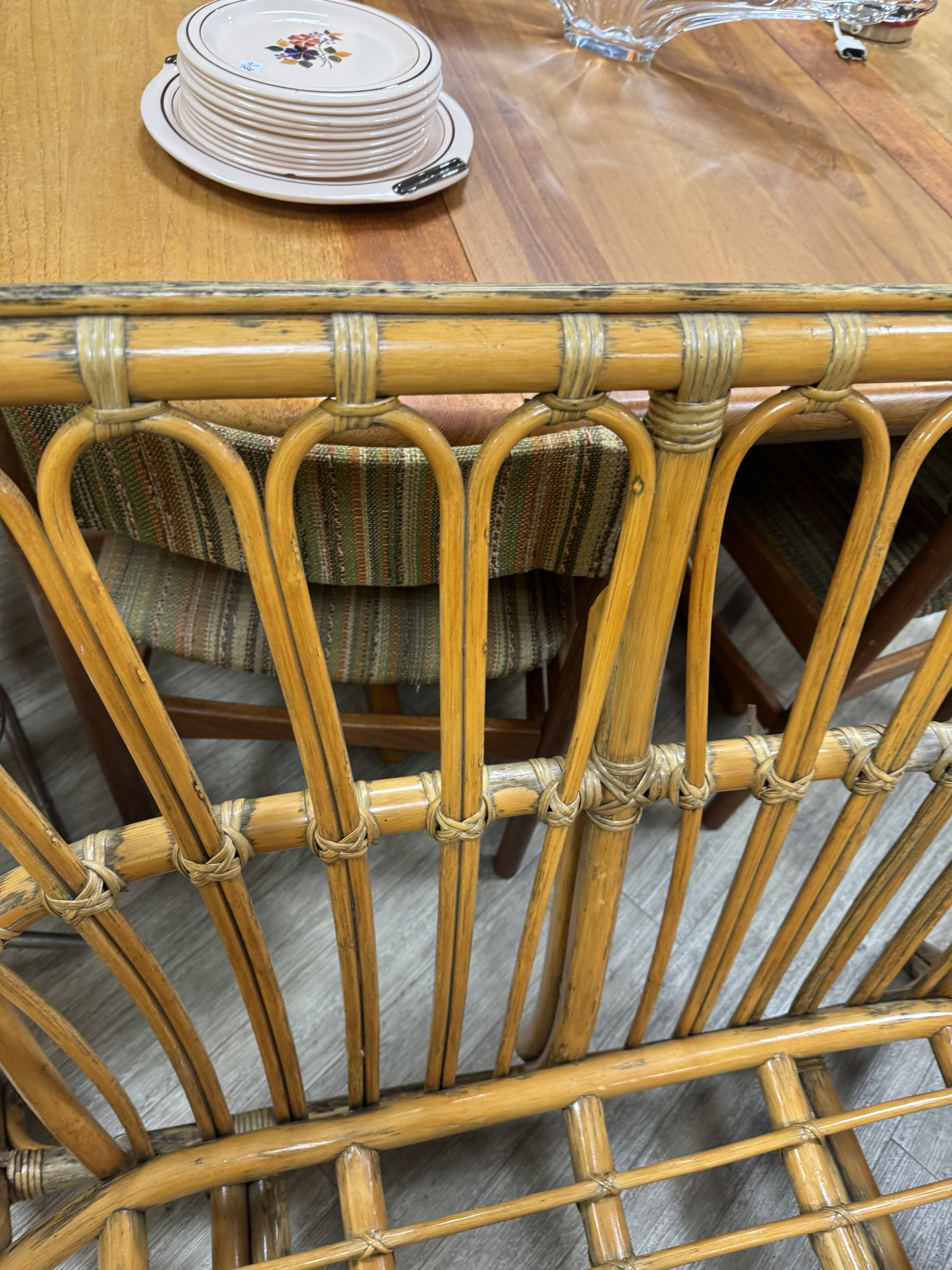 Vintage rattan bench 70