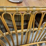 Vintage rattan bench 70