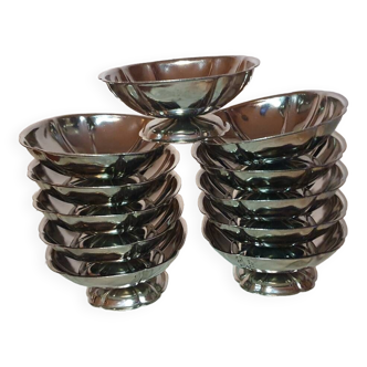 Set of 11 vintage 70's stainless steel ice cream cups