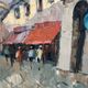 Original Swedish Oil on Canvas –“Market Alley” by B. Komino – Signed – Vintage & Framed –57 × 61 cm