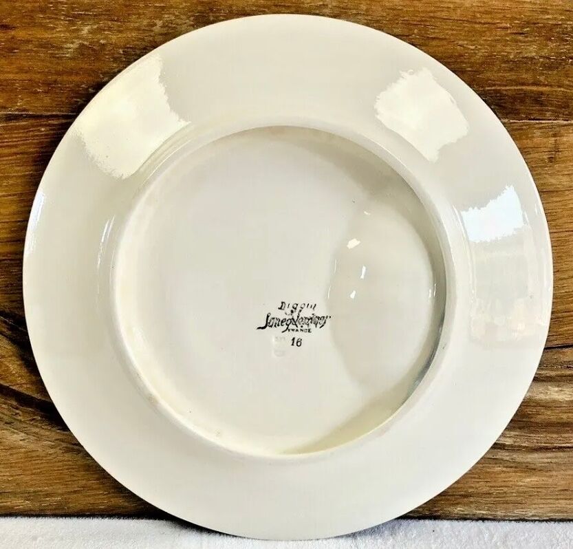 Set of 6 old Digoin Sarreguemines asparagus slushie plates