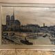 Old painting on canvas buffet 56 Notre Dame Paris + vintage wooden frame