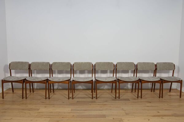 Chaises de salle à manger Mid-Century modèle 49 en teck par Erik Buch pour Odense Machine Gunning, années 1960, lot de 8