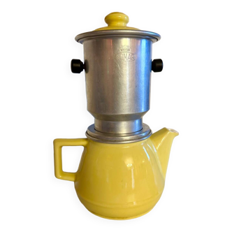 Vintage yellow 60' ceramic coffee maker