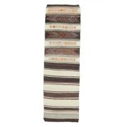 1970s Vintage Turkish Runner Handwoven Wool Flatweave Kilim Rug 84x266