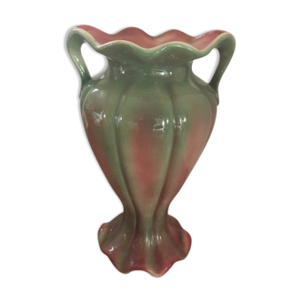 Two-handled enamelled ceramic vase