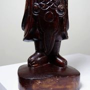 Asian statuette, popular art in carved monoxyle wood, vintage 1930-1960.