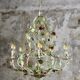 Large flower and leaf chandelier, hand-painted sheet metal, Italy, 1940s