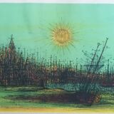Lithograph "Cathedral of Boats" Jean Carzou (1907-2000)