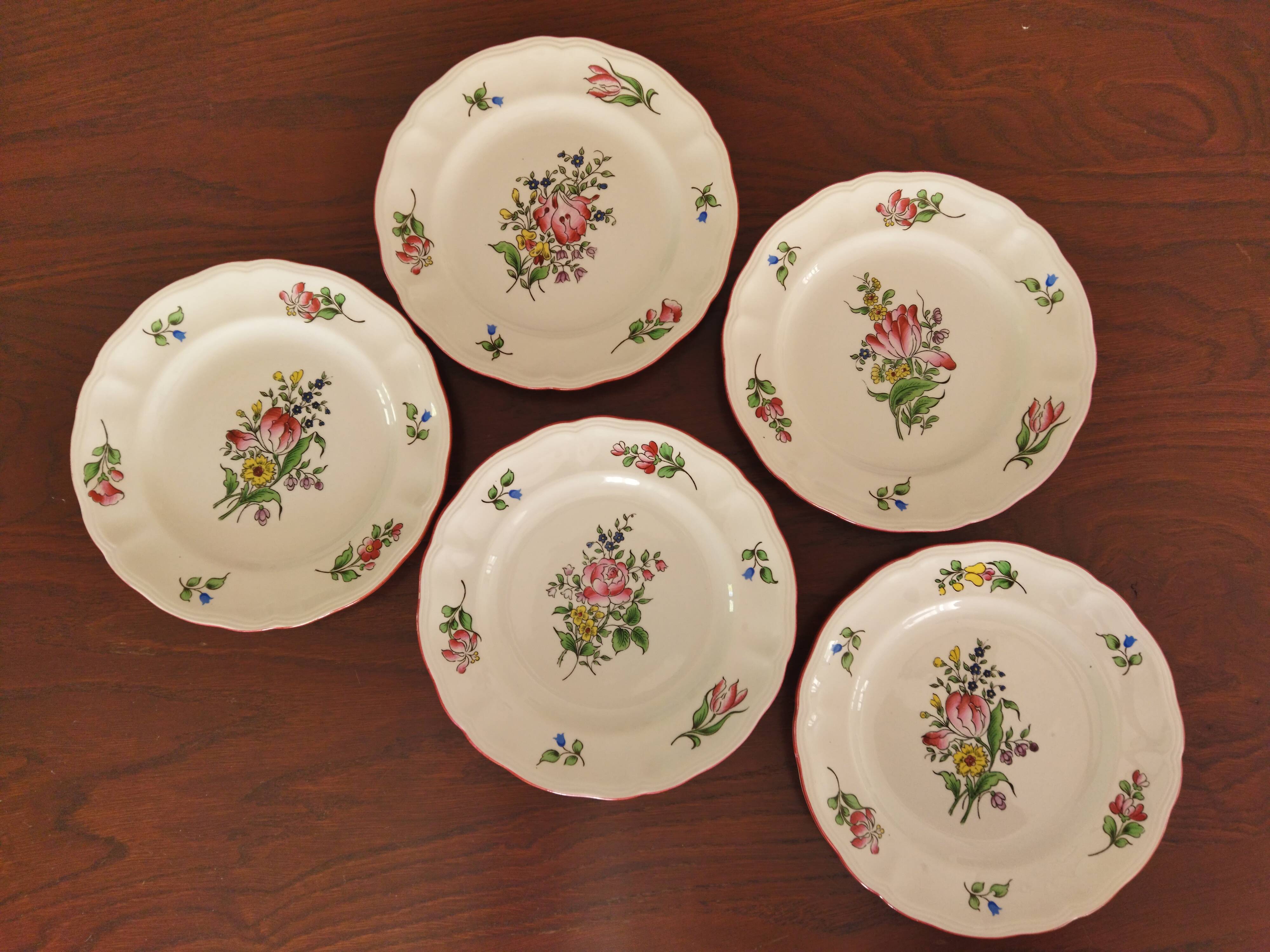 5 assiettes à cake "Réverbère fin" KG Lunéville