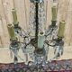 Early 20th century five-light chandelier with bronze and crystal drops
