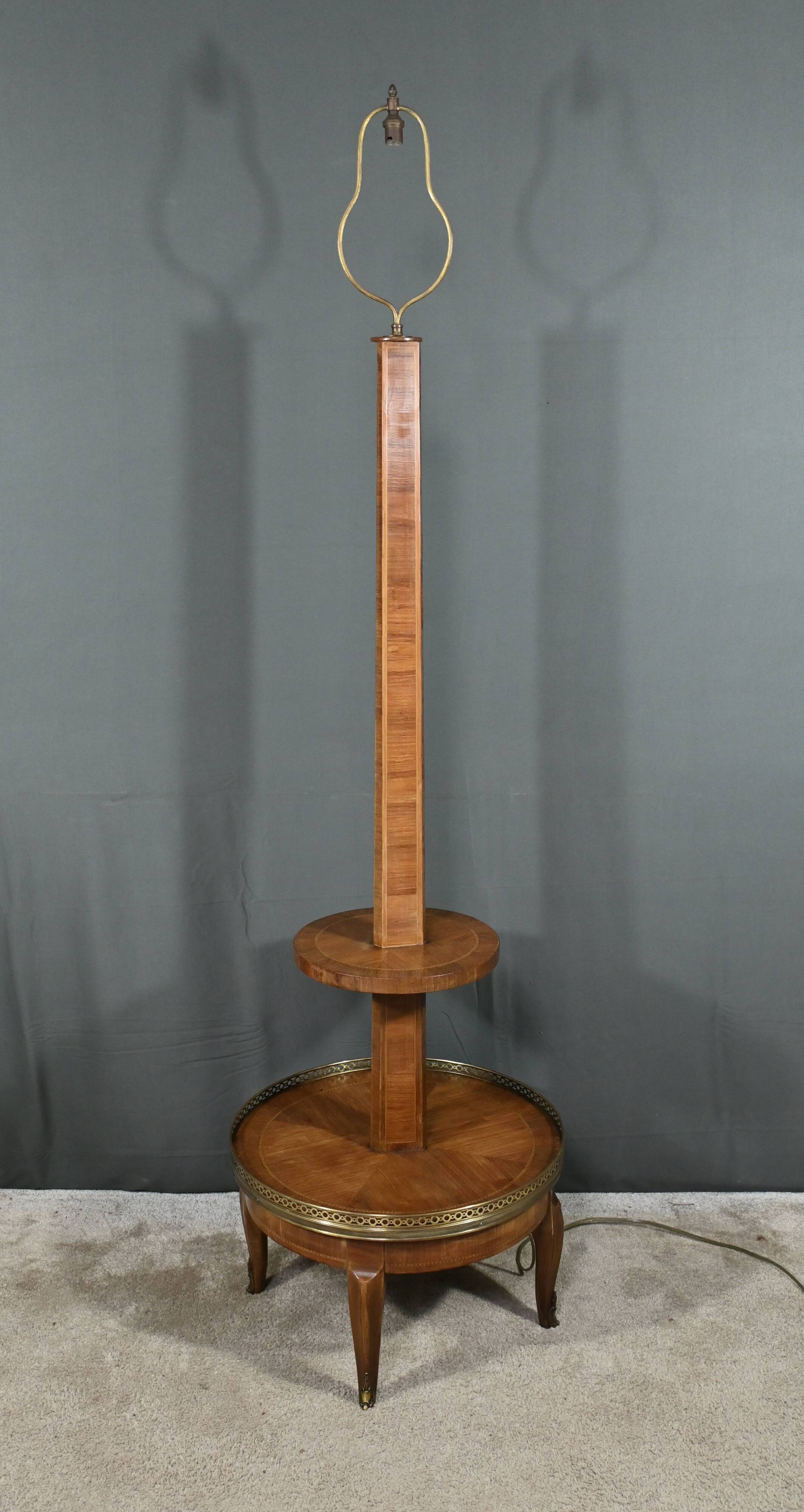 Important Marquetry Floor Lamp, Louis XV / Louis XVI Transition Style