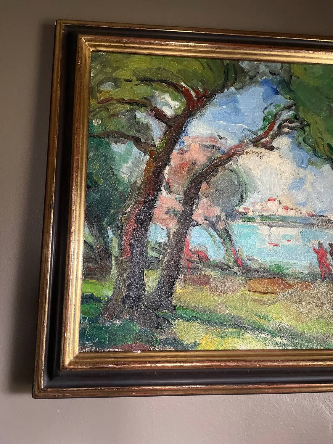 oil painting and knife on canvas mounted on a frame. Vintage