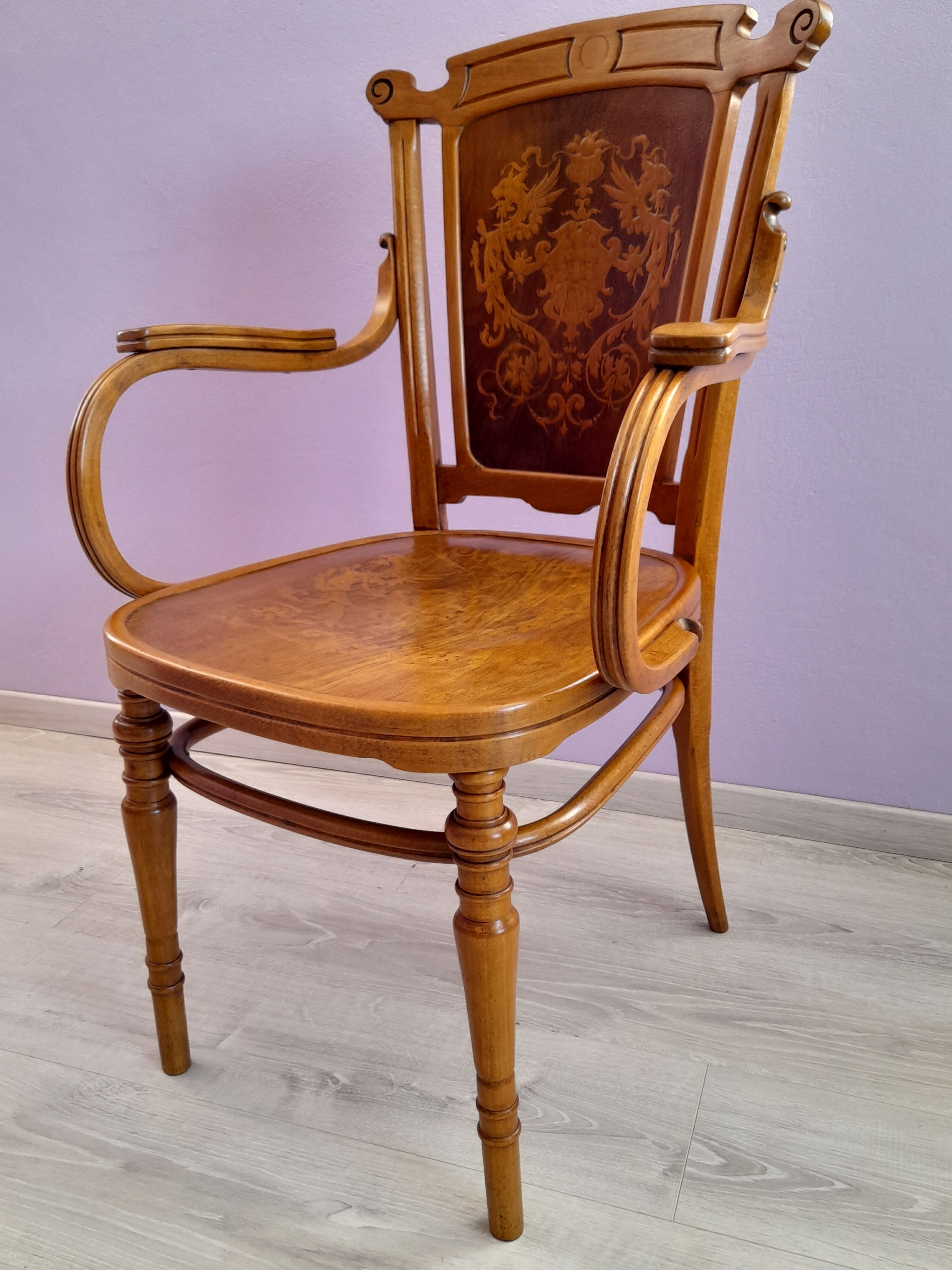 Art Nouveau office chair stamped by J. Kohn - Vienna
