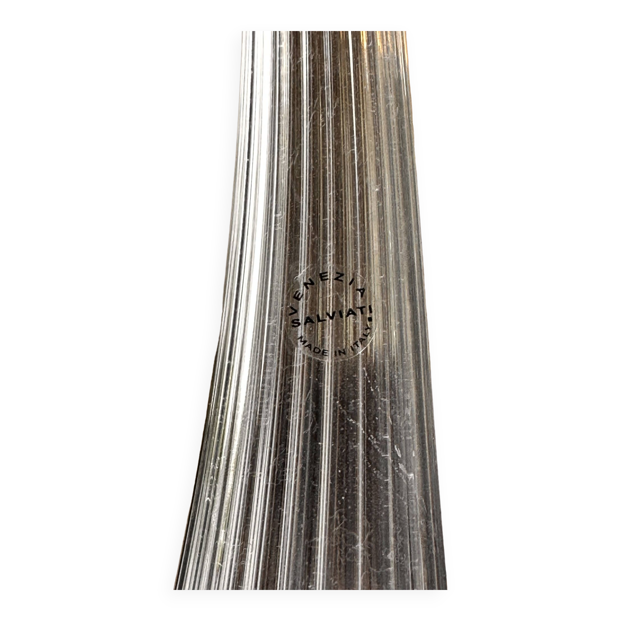 Salviati soliflore vase Aria Piccolo model in blue gray ribbed glass