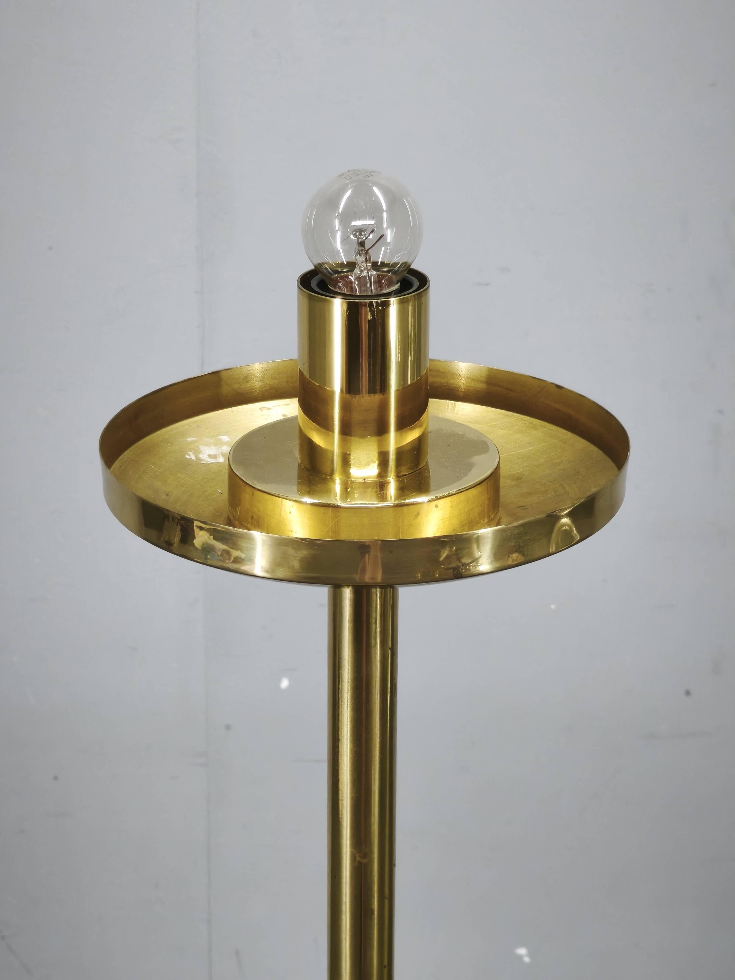 Space Age Bubble Glass and Brass Floor Lamp, Czechoslovakia, 1970s