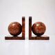 Art Deco bookends made of polished solid burl wood.