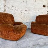 Pair of vintage velvet armchairs 1970 Italy